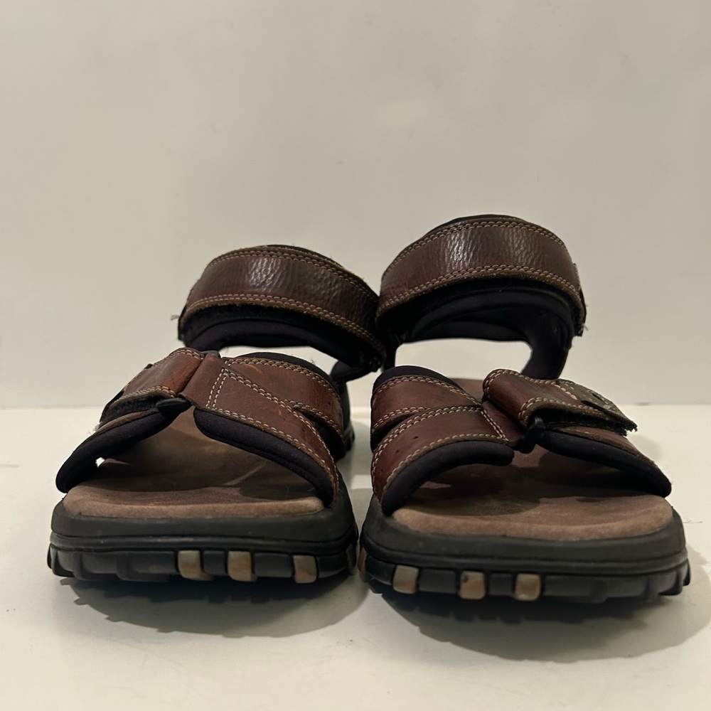 Clarks Adjustable Padded Leather Strap Brown Sand… - image 2